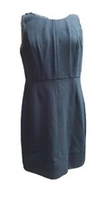 Talbots Black Dress Womens 8 Sleeveless Faux Leather Trim Classic Capsule Career