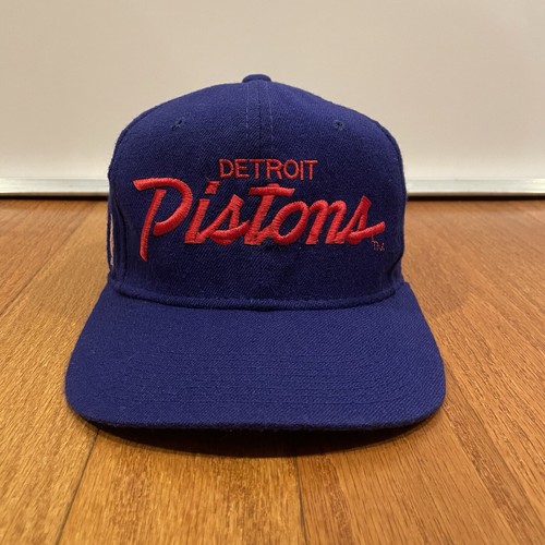 Vintage Detroit Pistons 100%WOOL Snapback Hat Script Sports Specialties ...