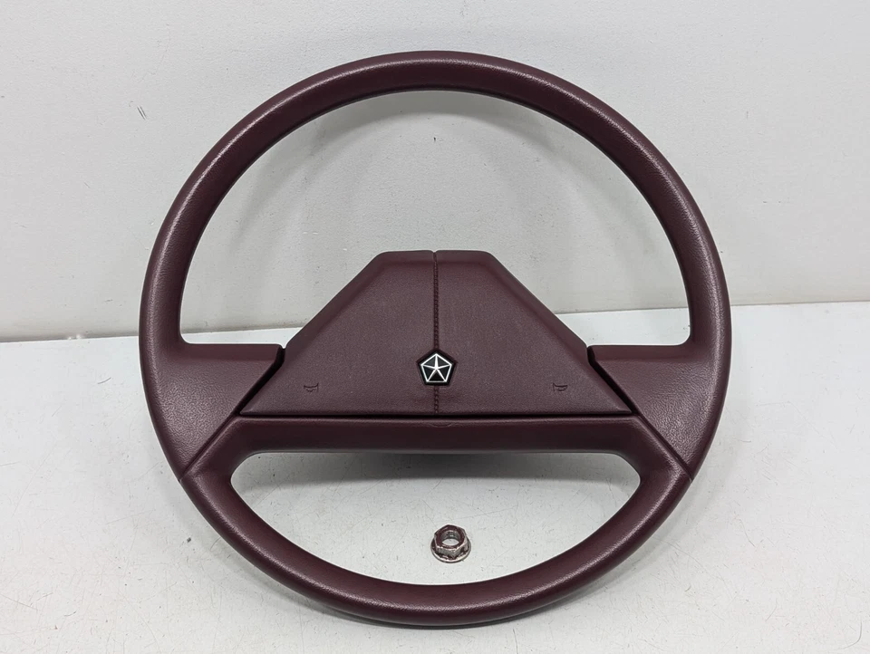 1988 Dodge Grand Caravan Red Steering Wheel & Horn Pad Button 2-spoke original - Image 2 of 4