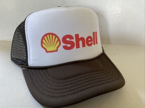 Vintage Shell Oil Hat Gasoline Trucker Hat Adjustable snapback Brown Cap - Picture 1 of 2