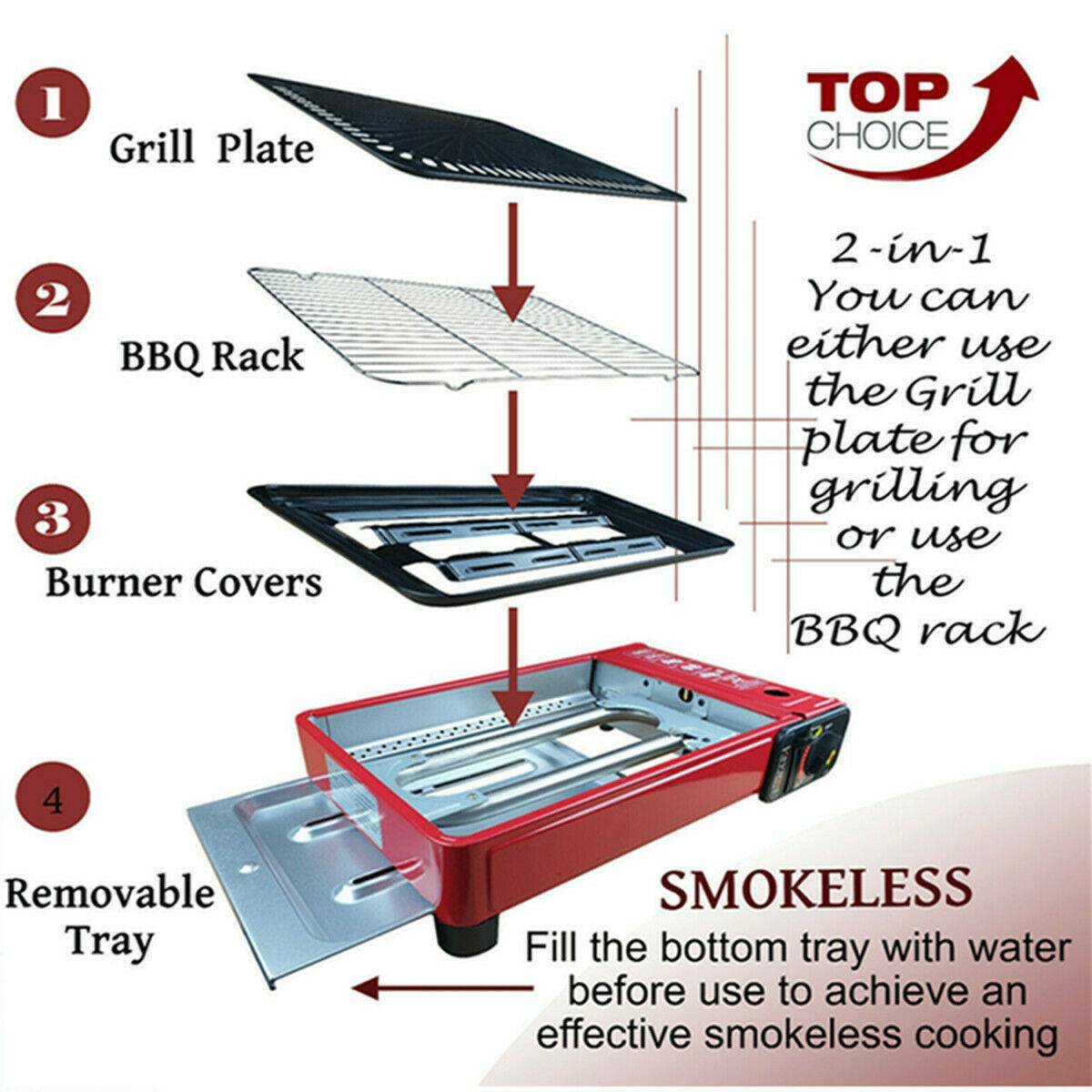 Portable Camping BBQ Grill Gas Stove Grill Hot Plate Barbecue Outdoor