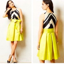 Anthropologie Moulinette Soeurs Miel black white Neno Chevron Dress cocktail 2