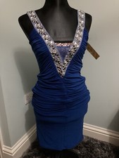 Beautiful Diamante Detail Blue Dress Size 8