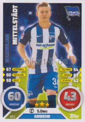 Match Attax Extra 16/17 2017 - 462 - Maximilian Mittelstädt