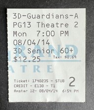 Boleto de película Guardianes de la Galaxia 2014 de colección 8/4/14 - ¡Semana de apertura!