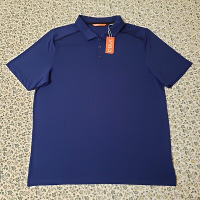 Cutter & Buck CBUK Polo Shirt Adult Large L Blue Short Sleeve Slim Fit Mens NWT