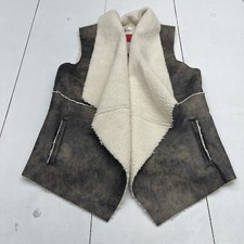 Jack Dobry Dark Taupe Shearling Lined Open Front Vest Women’s Size Large