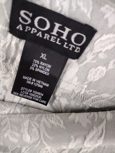 Soho Apparel Ltd Ankle Pants Womens XL Grey /SILVER Pull On Stretch Mid Rise New - Picture 3 of 16
