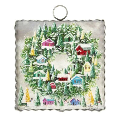 Mini Vintage Wreath of Houses Print/The Round Top Collection