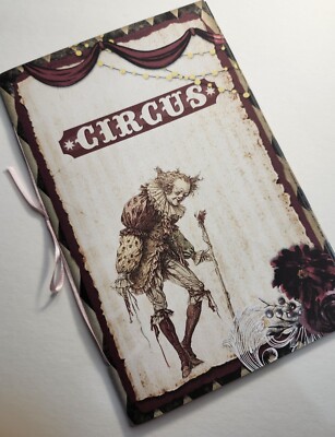 Junk Journal Booklet ''VICTORIAN CIRCUS'' HANDMADE  Cards, Pockets, Ephemera +more