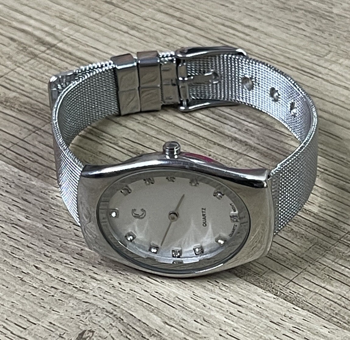 Charming Charlie Womens Wrist Watch Round‎ Crystal Analog Mesh Band Silver Tone CHARMING CHARLIE Ladies Wristwatch 5124 Gunmetal Diamond  main image 3