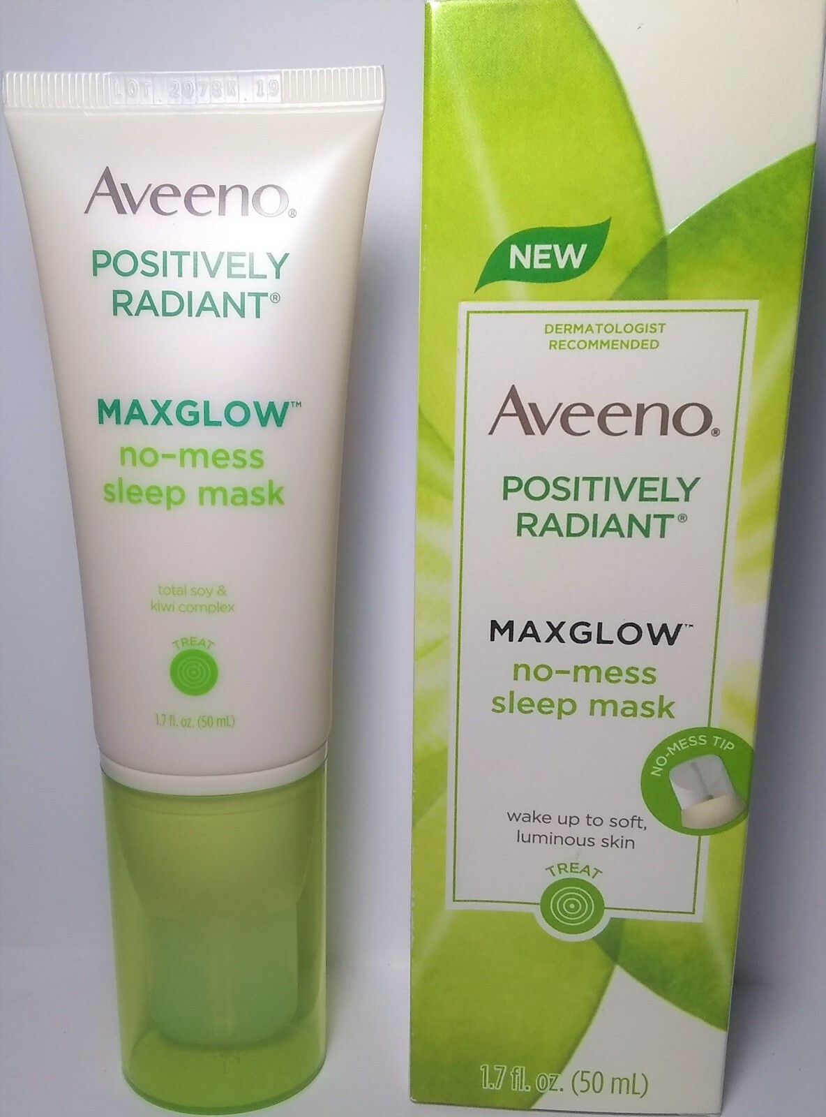 Aveeno Positively Radiant Maxglow Sleep Mask NoMess 1.7oz Face Mask