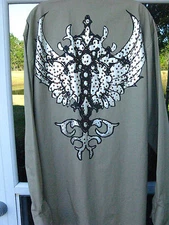 Beat & Rhythm B&R Mens Long Sleeve Cotton Studs Khaki Casual Shirt Large NWT NEW