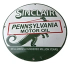 Vintage Sinclair Gasoline Sign - Porcelain Service Station Gas Pump Plate Sign