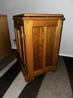 Vintage White Clad Oak Wood Ice Box Nightstand Cabinet End Table Brass Hardware — photo 5