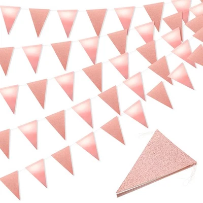 3 pièces de fanion triangle bannière papier 9.8 pieds pour Rose Gold - Photo 1/4