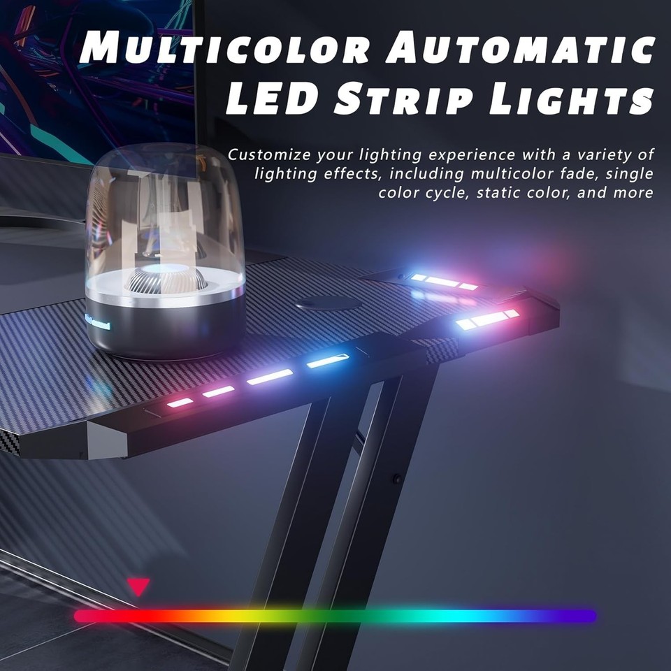 47/55/63 Inch LED Gaming Desk Gaming Table RGB Computer Desk Gamer ...