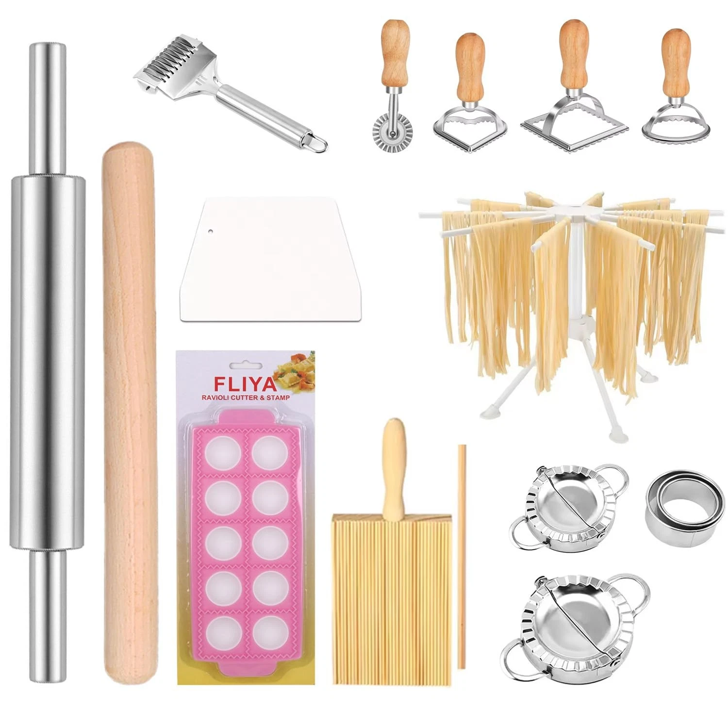 16PCS Pasta Making Tools Set Include 1 Pasta Drying Rack 1 Gnocchi Board 1 Do...
Opens in a new wind