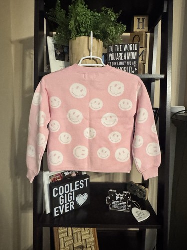 Cupcakes & Cashmere Girls Pink & White Heart Sweater Size Medium (10/12) New