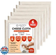 Raajsee Cheese Cloths 6 pcs Hemmed 20x20 inch Reusable 100% Unbleached Organi