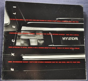 1992 Hyundai Excel Catalog Brochure GS GL Hatchback Sedan Excellent Original 92