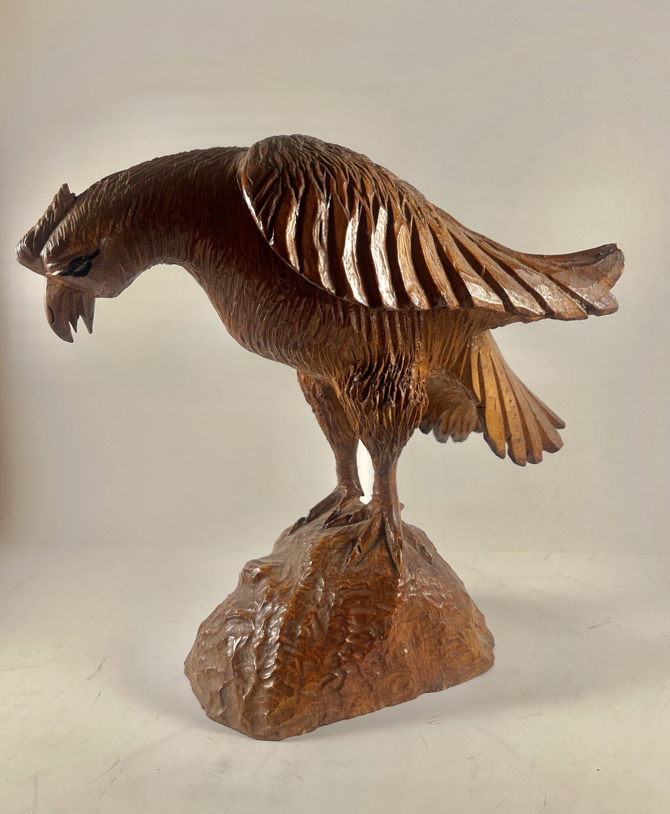 VINTAGE 1970 Turkish Hand Carved Wood Eagle Folk Art Sculpture Izmir