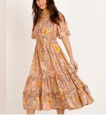 Spell & The Gypsy Amethyst Garden Party Prairie Midi Dress Boho Cottagecore S