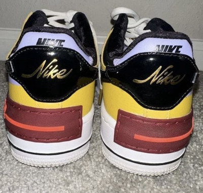 Nike Air Force 1 Low Top Colorblock Sneaker Black Yellow Purple White Red