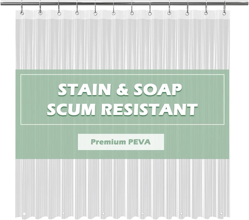 Waterproof PEVA Shower Curtain Liner Weighted Magnetic Rustproof Grommets