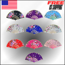 Vintage Retro Silk Floral Folding Hand Fan Lace Folding Dancing Random Color 10P