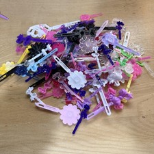 Plastic Hair Clips Barrettes Vintage 80's 90's Flowers Bows Lot of 100