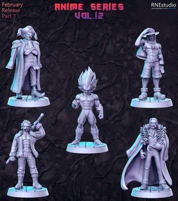 Anime Series Vol 12 Full Set Tabletop RPG Miniature 3D Printed Resin Unpainted