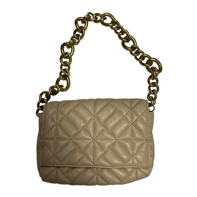 Zara Vegan Leather Tan Quilted Shoulder Bag