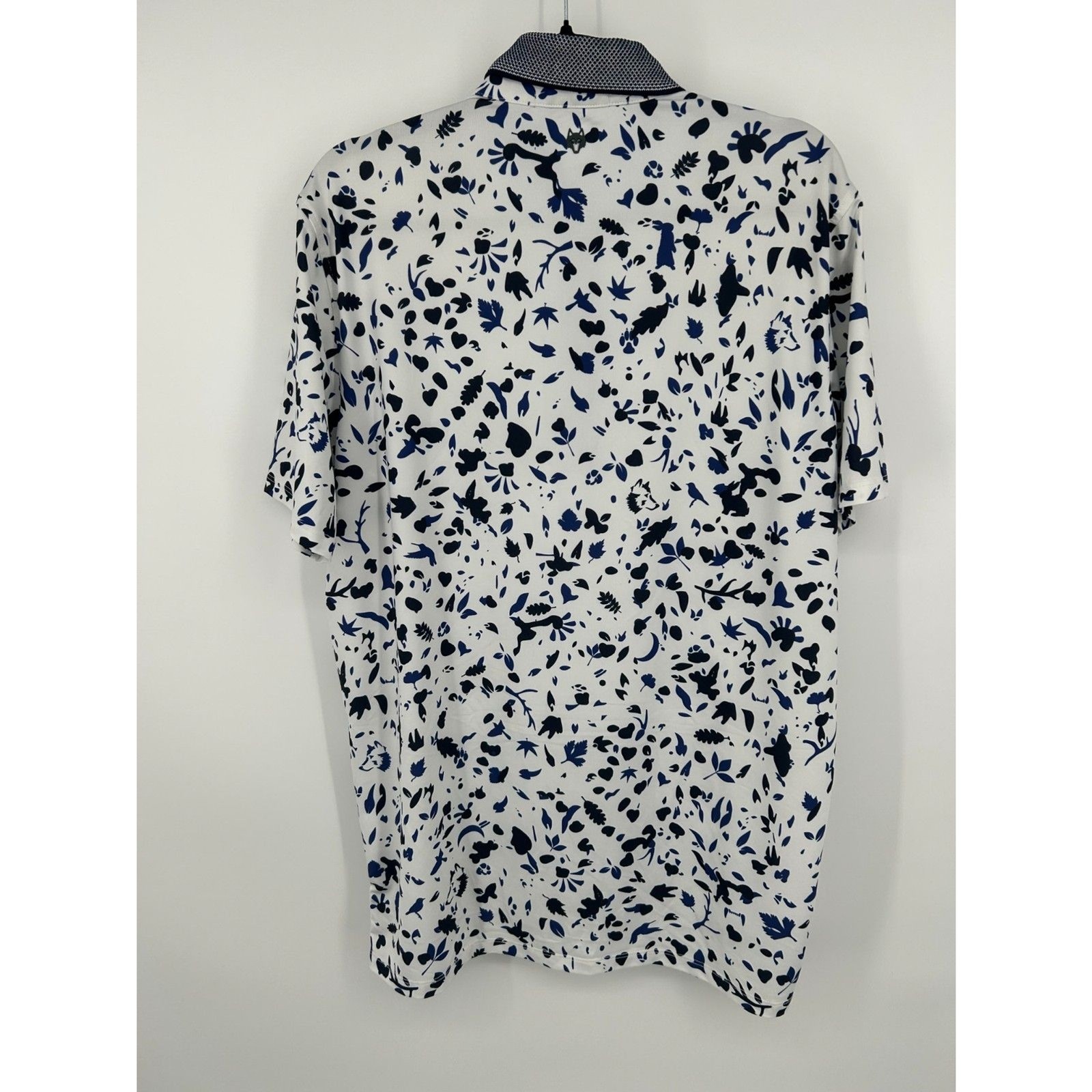 Greyson Golf Shirt Polo Wolf Forest Print Arctic White Men's M