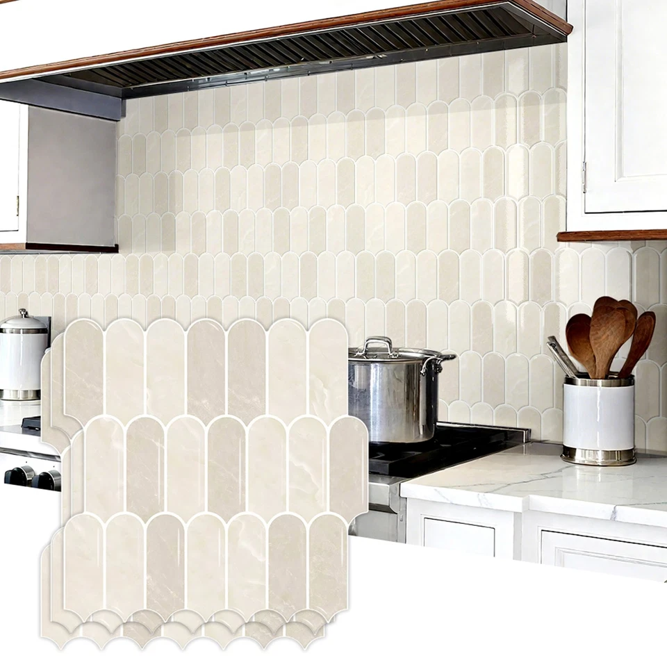 10PCS Peel &Stick Kitchen Backsplash Tiles 12"x12" Self-Adhesive Wall Tile - Image 2 of 4
