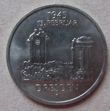 GDR 5 Mark destruction of the Dresden Frauenkirche on 13.02.1945 barely EF