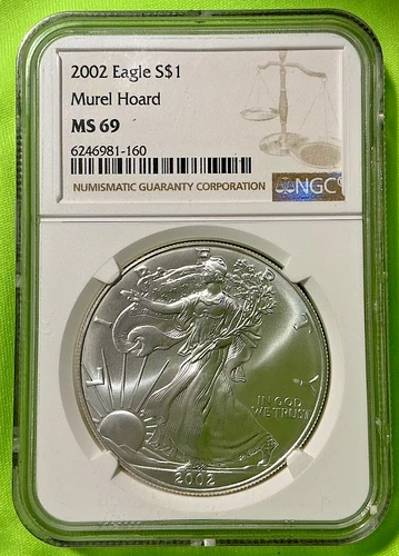 2002 American Silver Eagle NGC MS69 - Murel Hoard Collection - High Grade Silver