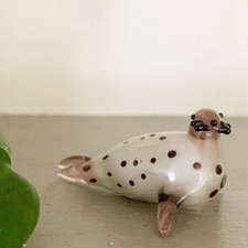 Spotted Seal Blown Art Glass Figurine 2”