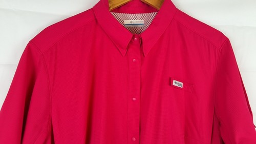 Camicia da pesca ventilata Columbia PFG Bahama UPF Omni Shade donna taglia-2X rosa rosso - Foto 2 di 13