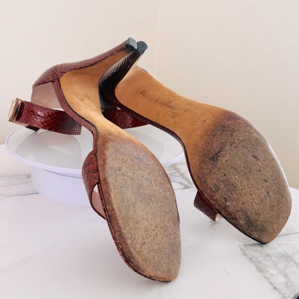 Authentic Celine Embossed Python Brown / Burgandy… - image 15