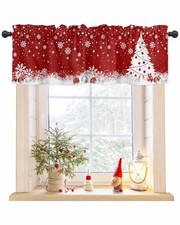Christmas Valance for Windows Xmas Tree Kitchen 18"W x 54"L Pack of 1 Red