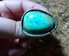 Vtg Navajo Sterling Silver Native American Large Turquoise Stone Ring Size 6 7 8