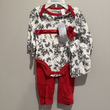 First Impressions red White Black girls Outfit NWT 0-3 months 3 Piece Christmas