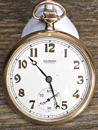 Antique 1918 Illinois Pocket Watch 12s Keystone 25 years Case Open Face 58 grams
