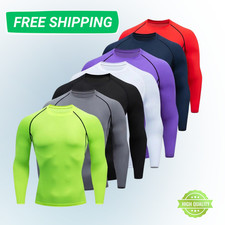 Men Bodybuilding Sports T-Shirt Long Sleeve Fitness Compression Running Tee Gift