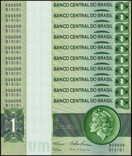 Brazil 1 Cruzeiro, 1975 ND, P-191Ab, UNC X 10 PCS