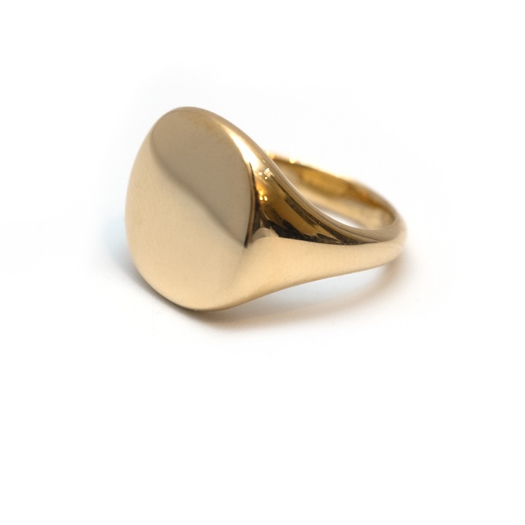 DAVID YURMAN Ladies 18K Yellow Gold 13mm Signet Pinky Ring Size 4 New Authentic