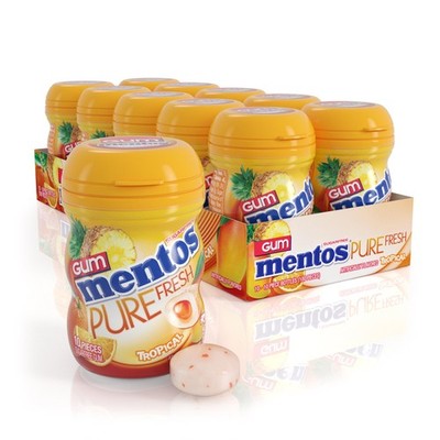 Mentos Pure Fresh Sugar Free Chewing Gum with Xylitol, Tropical, Mini Nano Bo...