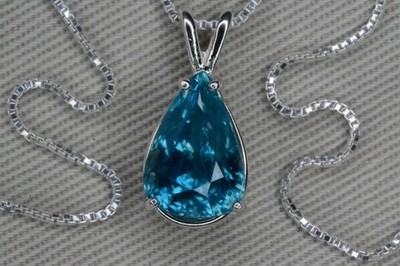 GIA-zertifizierte 7,32 Karat blaue Zirkon Halskette echte echte natürliche Erde abgebaut