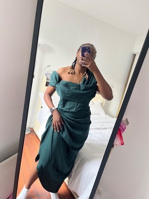 Cocktailkleid mit drapiertem Korsett smaragdgrün PrettyLittleThing Plus Größe 52 